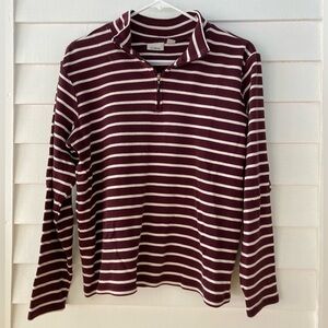 L.L. Bean | Striped Quarter Zip Pullover 100% Cotton Size XL